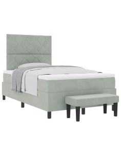 Letto a molle con testiera Grigio chiaro 190 x 120 cm Velluto 2