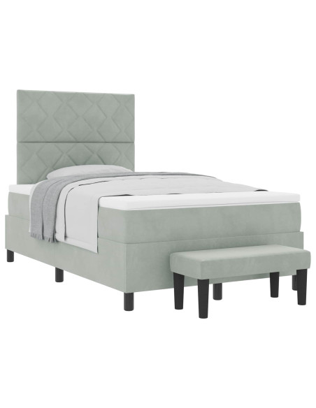 Letto a molle con testiera Grigio chiaro 190 x 120 cm Velluto