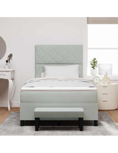 Letto a molle con testiera Grigio chiaro 190 x 120 cm Velluto