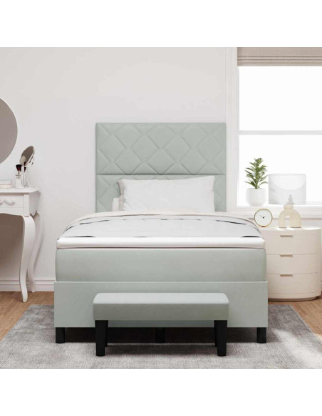 Letto a molle con testiera Grigio chiaro 190 x 120 cm Velluto