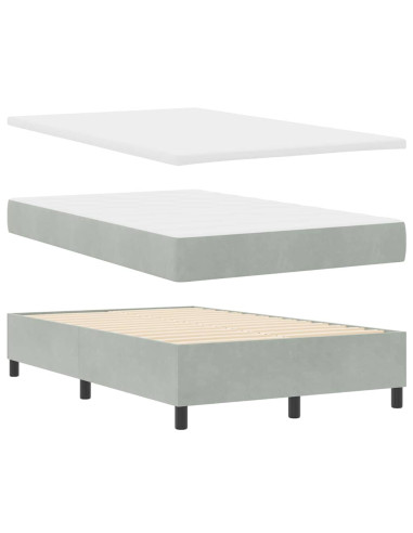 Letto a molle con testiera Grigio chiaro 190 x 120 cm Velluto