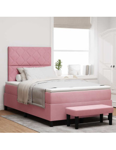 Letto a molle con testiera Rosa 190 x 120 cm Velluto