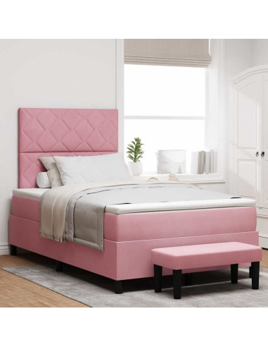 Letto a molle con testiera Rosa 190 x 120 cm Velluto