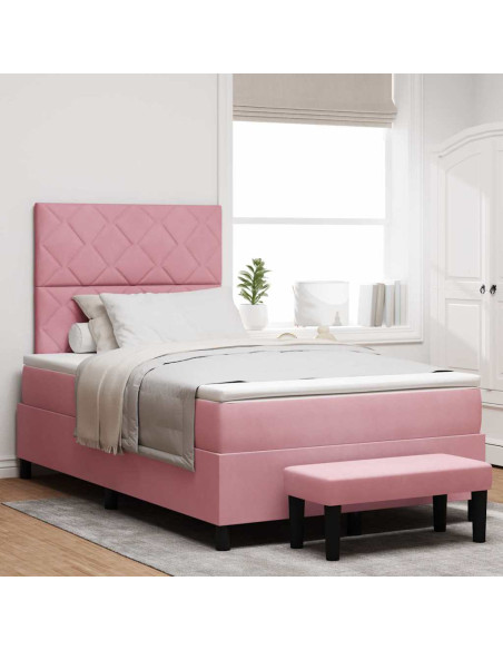 Letto a molle con testiera Rosa 190 x 120 cm Velluto