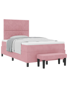 Letto a molle con testiera Rosa 190 x 120 cm Velluto 2