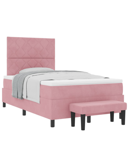 Letto a molle con testiera Rosa 190 x 120 cm Velluto