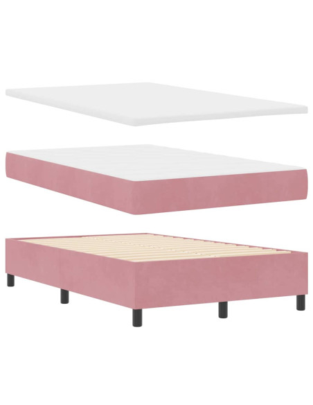 Letto a molle con testiera Rosa 190 x 120 cm Velluto