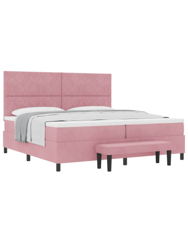 Letto a molle con testiera Rosa 200 x 200 cm Velluto