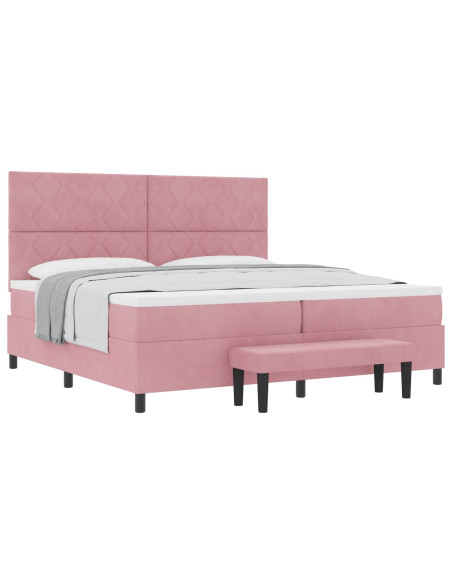 Letto a molle con testiera Rosa 200 x 200 cm Velluto