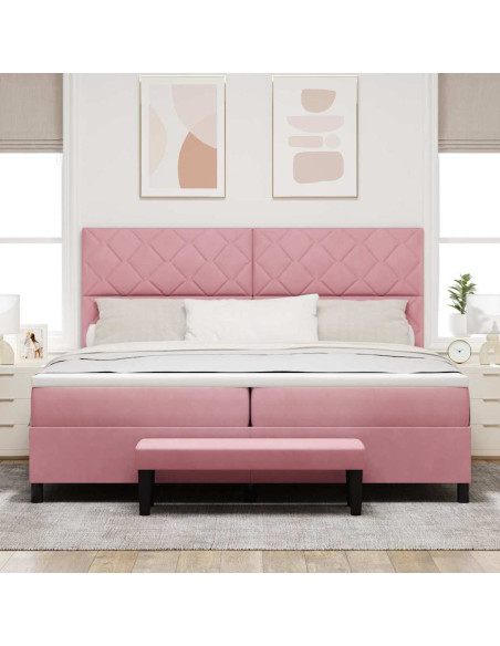 Letto a molle con testiera Rosa 200 x 200 cm Velluto