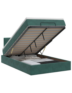 Letto ottomano con materasso Verde Scuro 120 x 200 cm Velluto