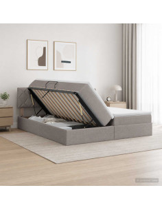 Letto con Contenitore con testiera 2 pz Tortora Pelle Sintetica