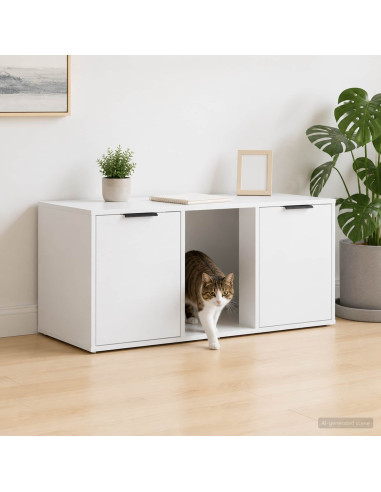 Mobile per gatti Bianco 100 x 49 x 45 cm Legno ingegnerizzato