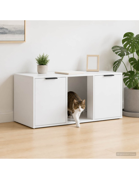 Mobile per gatti Bianco 100 x 49 x 45 cm Legno ingegnerizzato