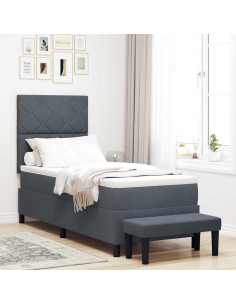 Letto a molle con testiera Grigio scuro 200 x 80 cm Velluto
