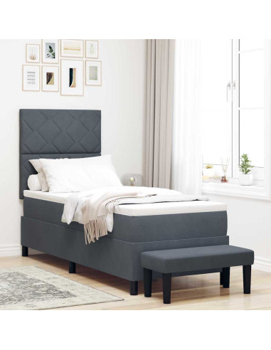 Letto a molle con testiera Grigio scuro 200 x 80 cm Velluto