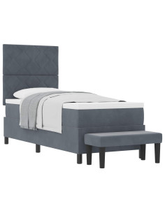 Letto a molle con testiera Grigio scuro 200 x 80 cm Velluto 2