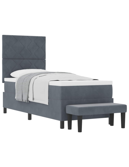 Letto a molle con testiera Grigio scuro 200 x 80 cm Velluto