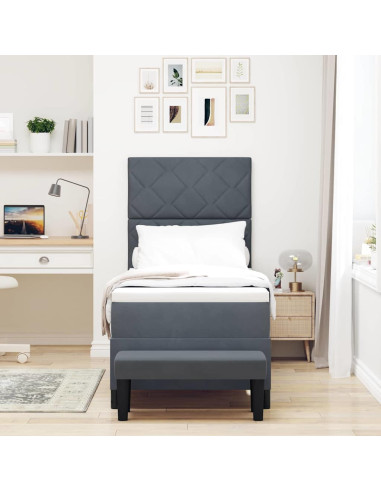 Letto a molle con testiera Grigio scuro 200 x 80 cm Velluto