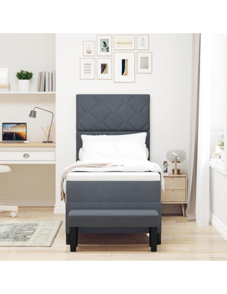 Letto a molle con testiera Grigio scuro 200 x 80 cm Velluto