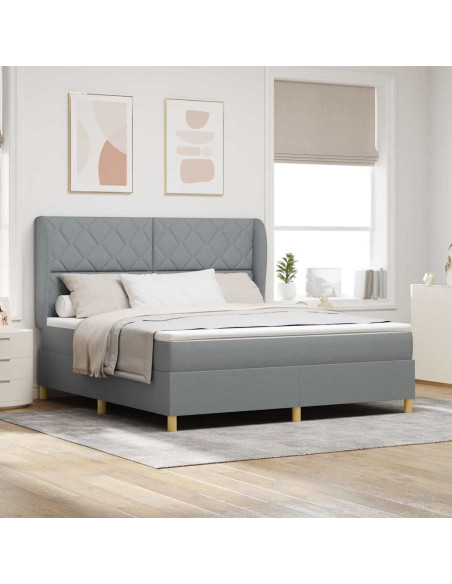 Letto a molle con testiera Grigio chiaro 200 x 180 cm Tessuto
