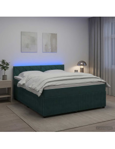 Letto box spring con materasso Verde Scuro 160 x 200 cm Velluto