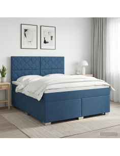 Letto box spring con materasso Blu 140 x 200 cm Tessuto