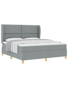 Letto a molle con testiera Grigio chiaro 200 x 180 cm Tessuto 2