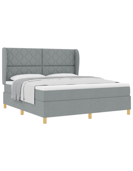 Letto a molle con testiera Grigio chiaro 200 x 180 cm Tessuto