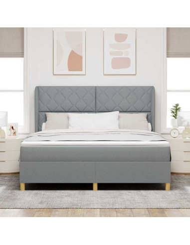 Letto a molle con testiera Grigio chiaro 200 x 180 cm Tessuto