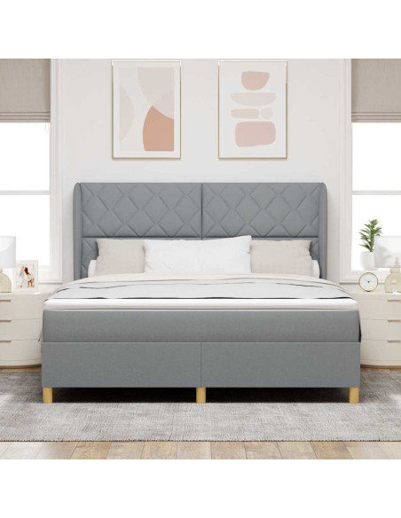 Letto a molle con testiera Grigio chiaro 200 x 180 cm Tessuto