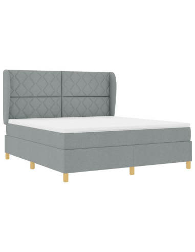 Letto a molle con testiera Grigio chiaro 200 x 180 cm Tessuto