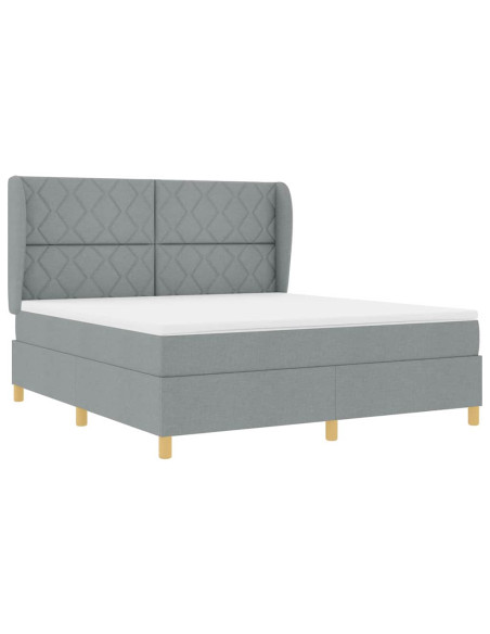 Letto a molle con testiera Grigio chiaro 200 x 180 cm Tessuto