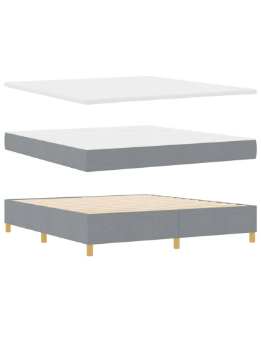 Letto a molle con testiera Grigio chiaro 200 x 180 cm Tessuto