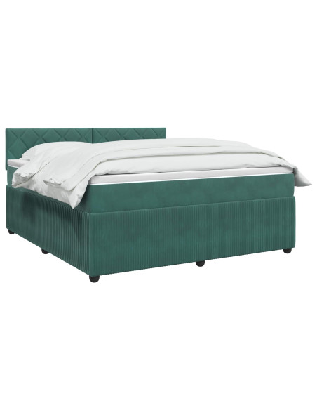 Letto box spring con materasso Verde Scuro 160 x 200 cm Velluto
