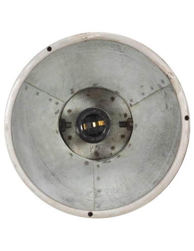 Lampada a Sospensione Industriale Argento E27 Legno di Mango
