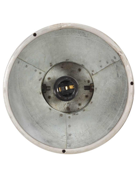 Lampada a Sospensione Industriale Argento E27 Legno di Mango