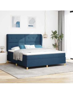Letto a molle con testiera Blu 200 x 180 cm Tessuto