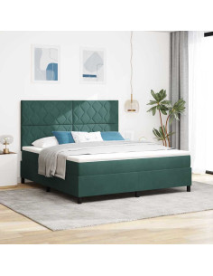 Letto a Sorgente LED Verde Scuro 180 x 200 cm Velluto