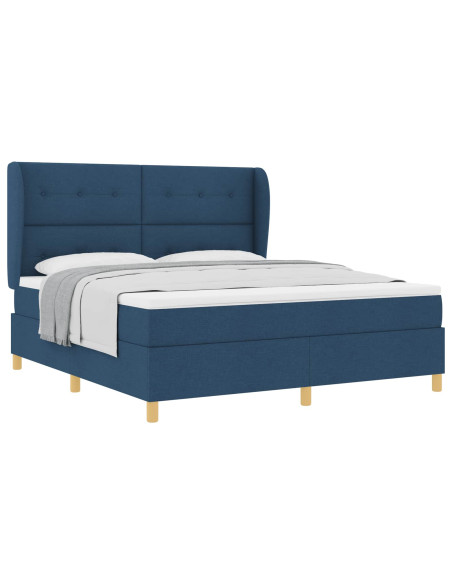 Letto a molle con testiera Blu 200 x 180 cm Tessuto
