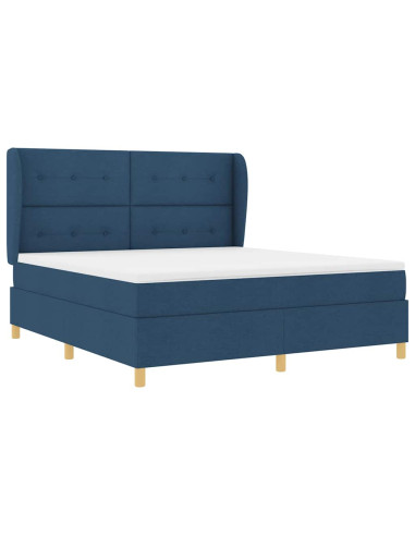 Letto a molle con testiera Blu 200 x 180 cm Tessuto