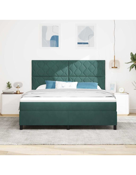 Letto a Sorgente LED Verde Scuro 180 x 200 cm Velluto