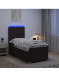Letto box spring con materasso Marrone Scuro 90 x 200 cm
