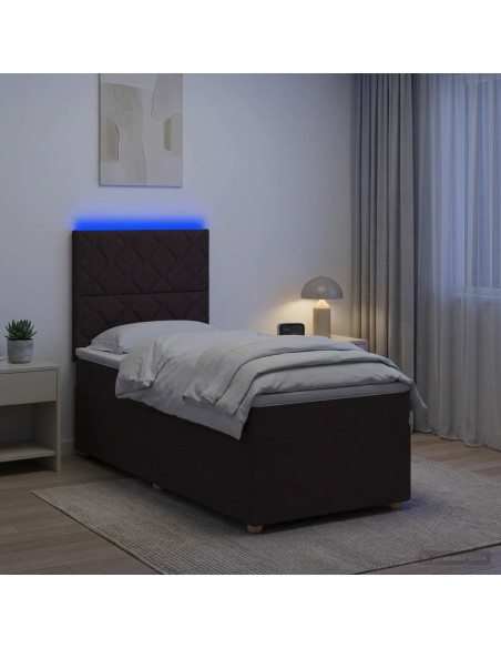 Letto box spring con materasso Marrone Scuro 90 x 200 cm