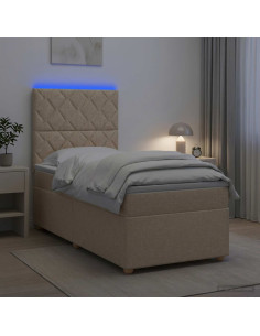 Letto box spring con materasso Crema 90 x 200 cm Tessuto