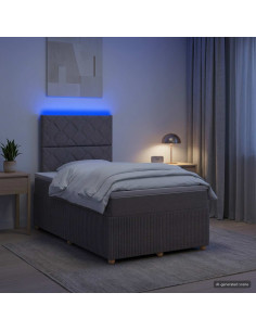Letto Box Spring LED con Materasso Tortora 120 x 190 cm Tessuto