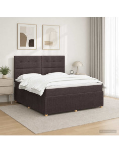 Letto Box Spring LED con Materasso Marrone Scuro 180 x 200 cm