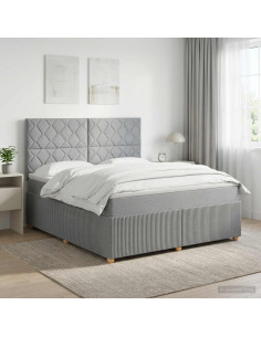 Letto Box Spring LED con Materasso Grigio Chiaro 180 x 200 cm