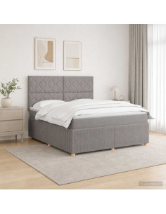 Letto Box Spring LED con Materasso Tortora 180 x 200 cm Tessuto