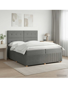 Letto Box Spring LED con Materasso Grigio Scuro 200 x 200 cm